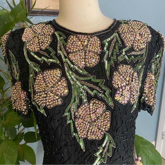 Vintage Scala Beaded Floral Dress 6 - Picture 2 of 11